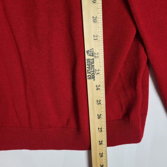 Turnbury Merino Wool Sweater Men's Large Red V Neck Warm Cabincore Preppy - Picture 4 of 8